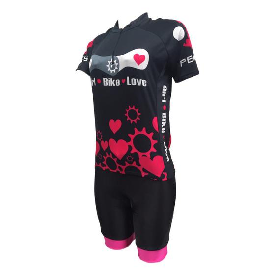 Imagem de Conjunto Feminino Bike Love Camisa e Bermuda Penks Rosa