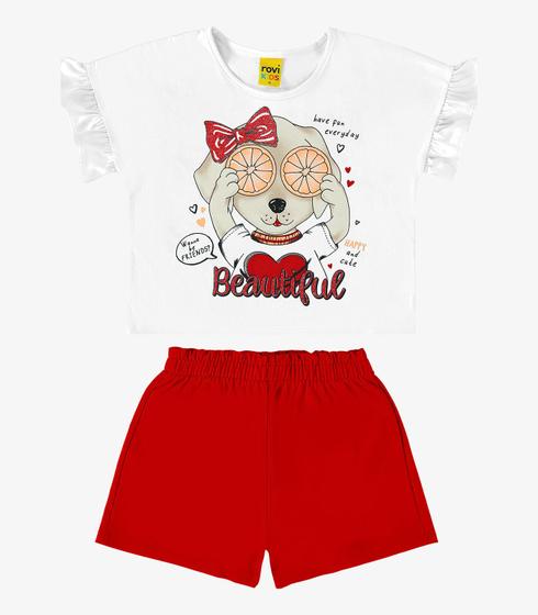 Imagem de Conjunto Feminino Blusa Com Shorts Rovi Kids Branco