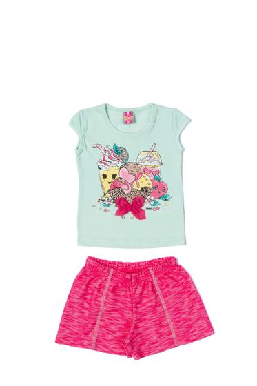 Imagem de Conjunto Feminino Blusa em cotton e Short em moletom Devore 11620.2