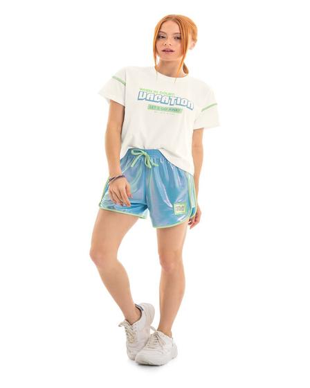 Imagem de Conjunto Feminino Blusa Malha e Short Malha com Brilho Gloss