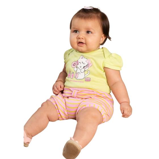 Imagem de Conjunto Feminino Body e Short Listrado Infantil para Bebê 30034