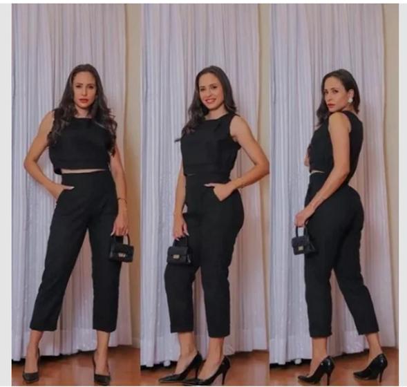 Conjunto Feminino Calça e Cropped- Linho Menor preço em Conjunto Feminino Calça e Cropped- Linho