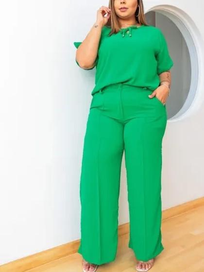 Imagem de Conjunto Feminino Calça Pantalona E Blusa Plus Size Verão