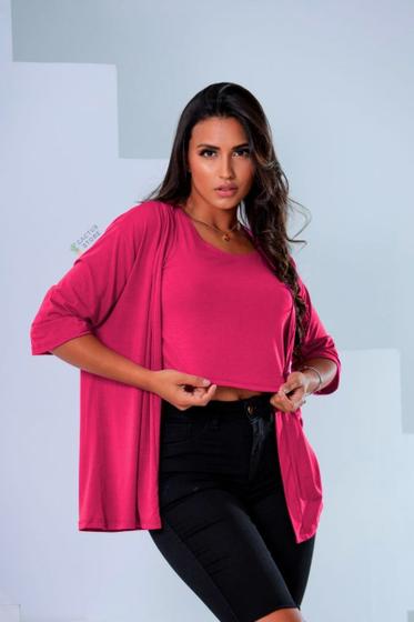 Imagem de Conjunto Feminino Cardigan e Blusa Regata soltinha Duas pecas Estilo Blogueira Tendência