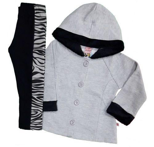 Imagem de Conjunto Feminino Casaco C/ Capuz E Legging Flanelada Zebra Nº 1-2