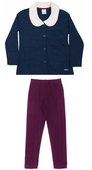 Imagem de Conjunto Feminino Casaco Em Moletom Botonê E Gola Pelucia C/ Legging Nº 4 Ao 10