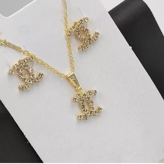 Imagem de Conjunto Feminino CC Zircônia PRI Style Folheado A Ouro 18K Antialérgico - BGPRI0018
