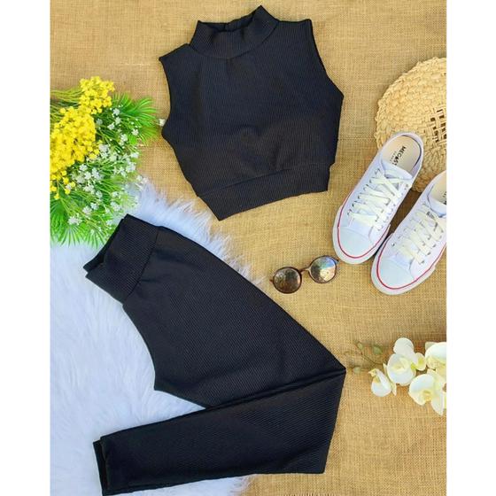 Imagem de Conjunto Feminino Cropped Calça Glacê