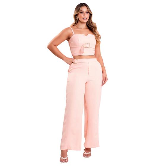 Imagem de Conjunto Feminino Cropped + Calça  Tamanhos UNICO Que veste do 36 ao 42