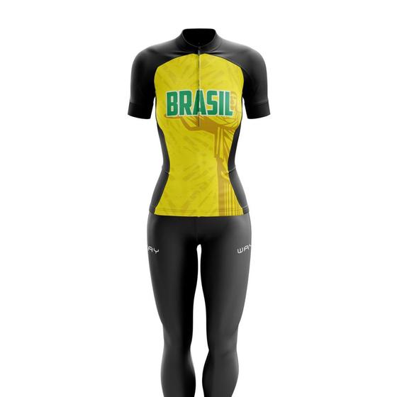 Imagem de Conjunto Feminino de Ciclismo Camisa Manga Curta + Calça Gel