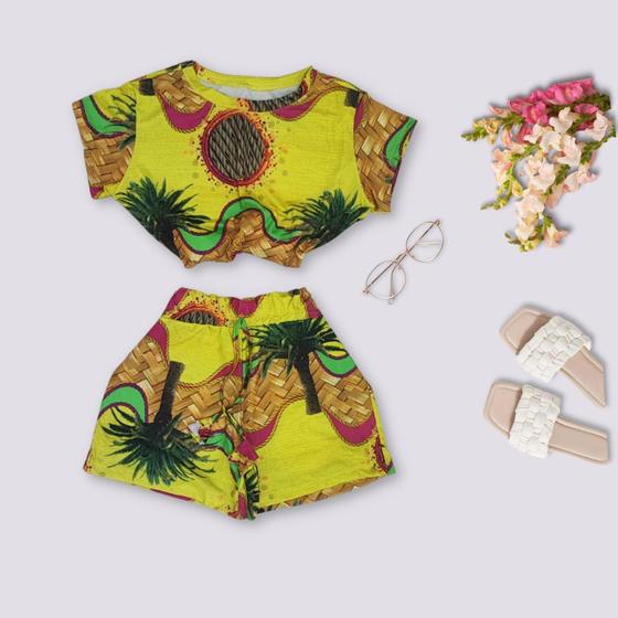 Imagem de Conjunto Feminino Estampado Short e Cropped 0228