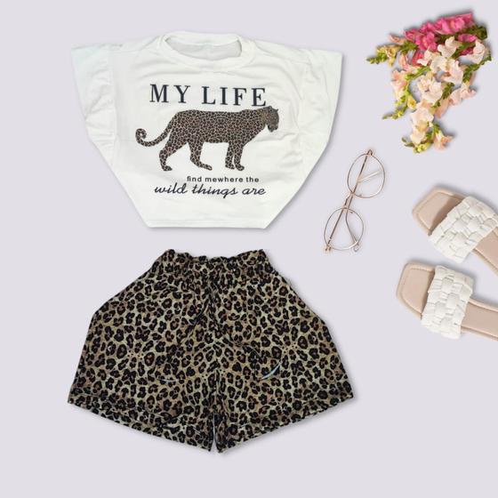 Imagem de Conjunto Feminino Estampado Short e Cropped 0229