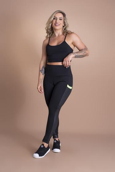 Imagem de Conjunto Feminino Fitness Calça Cintura Alta Com Bolso Cirrê Legging E Top Cropped Alcinha Academia F7 NEW STYLE