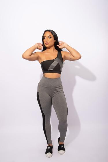 Imagem de Conjunto Feminino Fitness Calça Legging Cintura Alta Com Bolso E Top Cropped Faixa Ombro Academia F7 NEW STYLE