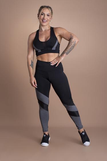 Imagem de Conjunto Feminino Fitness Calça Legging Cintura Alta E Top Nadador Tela Frontal Detalhe Academia Treino F7 NEW STYLE