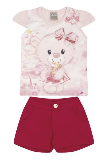 Imagem de Conjunto Feminino Infantil Blusa Cotton e Shorts Malha Biker