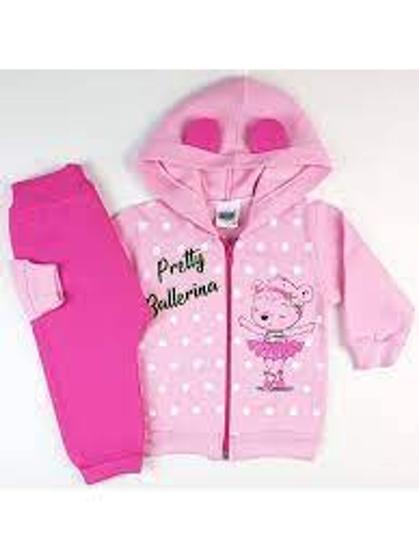 Imagem de Conjunto feminino jaqueta com capuz e calça em moletom Duzizo.*