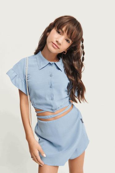 Imagem de Conjunto Feminino Juvenil de Shorts Saia e Blusa Amarracao