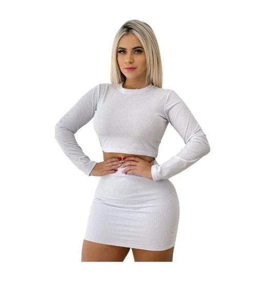 Imagem de Conjunto Feminino Moda Plus Size Cropped e Saia 2 Fndas Veste Bem