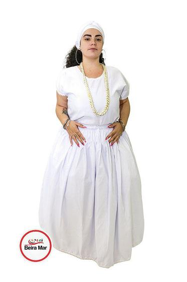 Imagem de Conjunto feminino oxford 2 peças - camisú + saia roda 3m