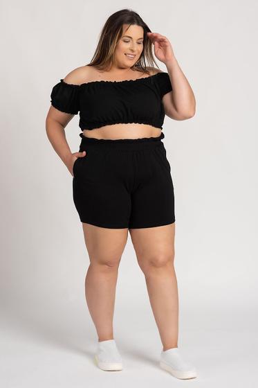 Imagem de Conjunto Feminino Plus Size Moletinho Ciganinha Detalhes Babados Elástico - Serena