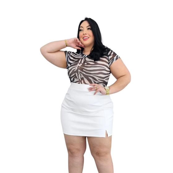 Imagem de Conjunto Feminino Plus Size Tamanho Grande Body + Saia Couro 44 ao 52 