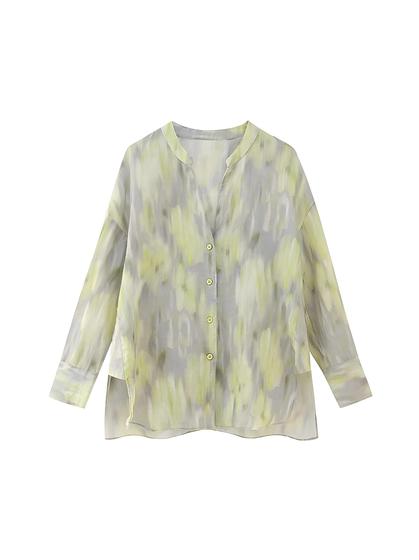 Imagem de Conjunto Feminino Retrô De Algodão Com Camisa De Decote Em V E Calça De Cintura Alta Com Pernas