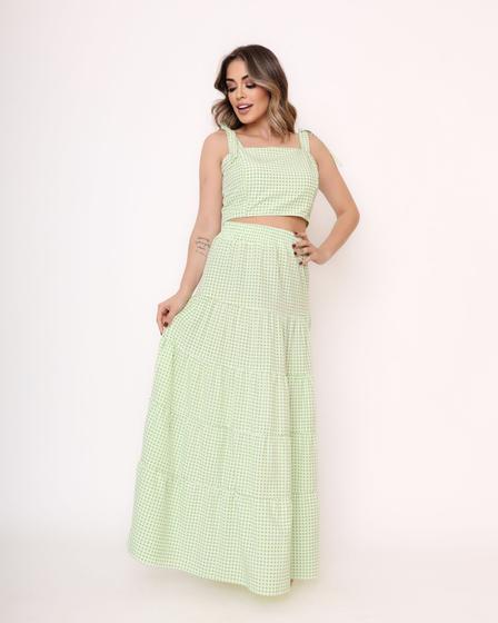 Imagem de Conjunto Feminino Saia E Cropped Com Lastex Nas Costas