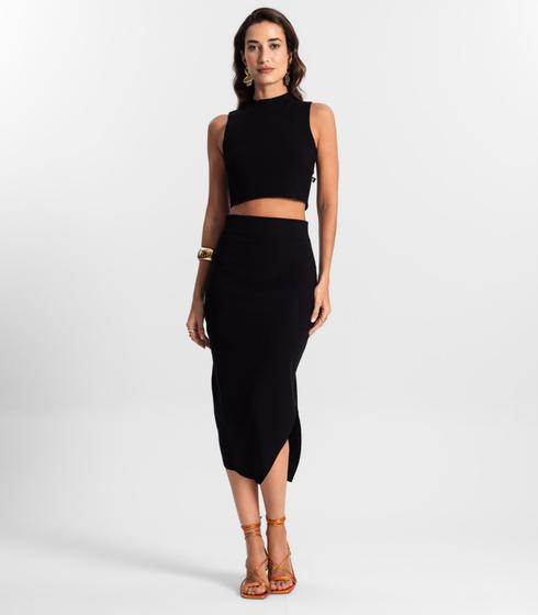 Imagem de Conjunto Feminino Saia Midi E Cropped KO Preto