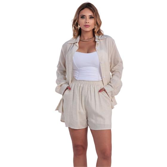 Imagem de Conjunto Feminino Shorts E Camisa Com Botões Monique