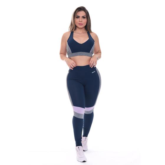 Imagem de Conjunto Feminino Zero Transparência Top + Calça Legging Poliamida Toque Frio Alta Compressão UV50+