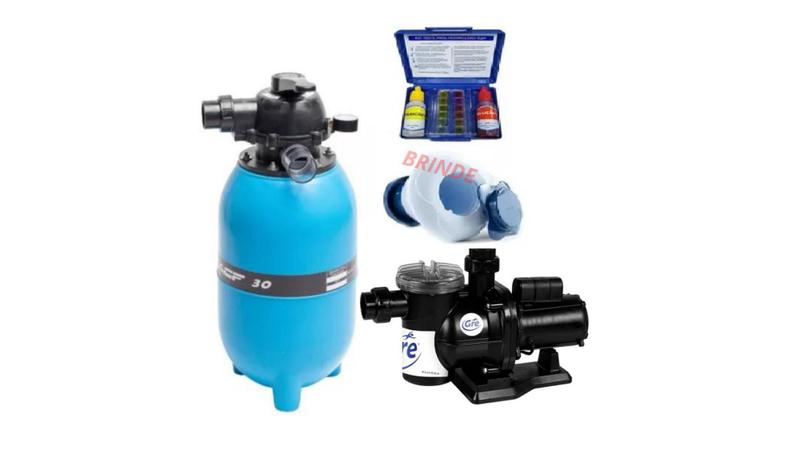 Imagem de Conjunto filtrante acf 30 com bomba gre 1/3 cv + clorador + kit analise