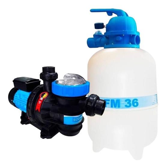 Conjunto Filtrante P/ Piscinas Fm 36 + Bomba 1/3 Cv Sodramar Menor preço em Conjunto Filtrante P/ Piscinas Fm 36 + Bomba 1/3 Cv Sodramar