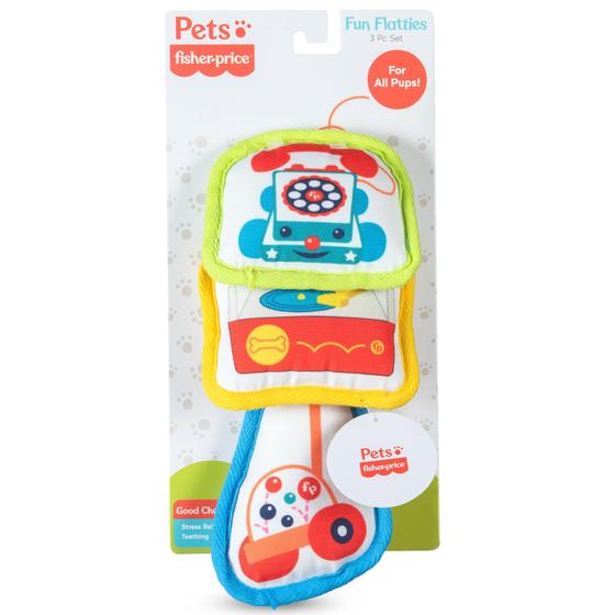 Imagem de Conjunto Fisher-Price Fun Flatties - 3 Brinquedos de Animais de Estimação para Cães