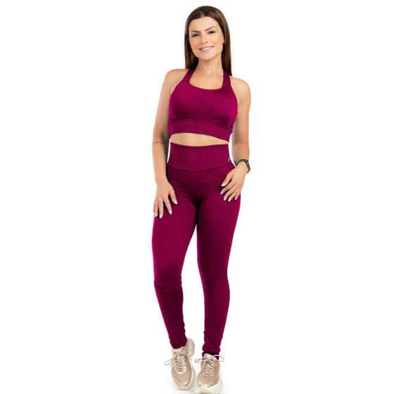 Imagem de Conjunto Fitnees Feminino Texturado Top E Calça Legging
