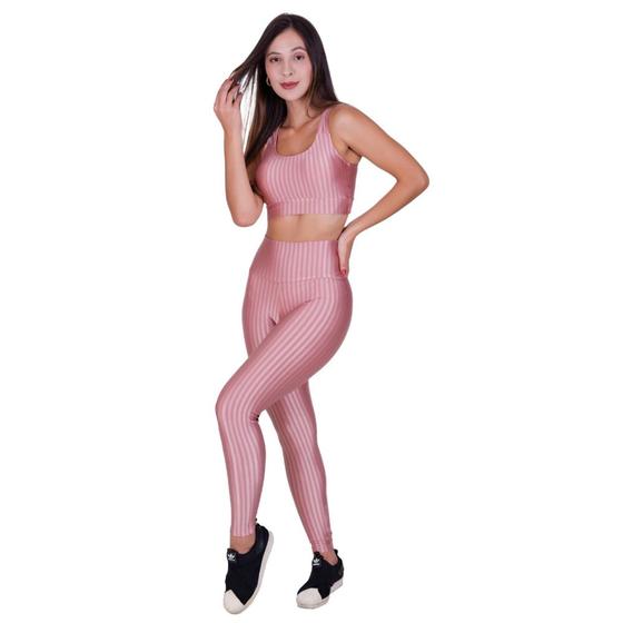 Imagem de Conjunto Fitness 3D Cropped Bojo Removível e Legging Cintura Alta BARBARA