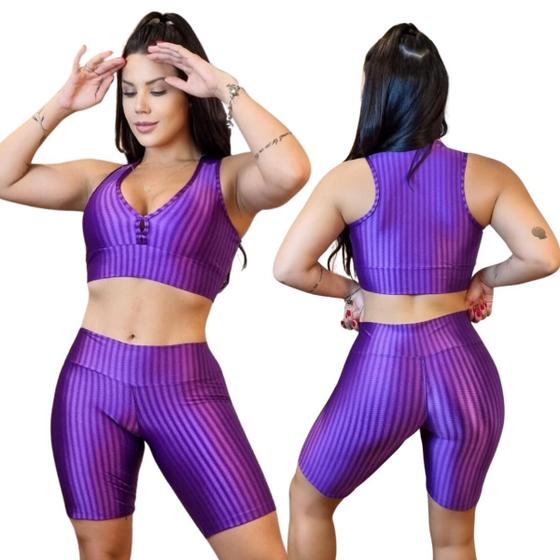 Imagem de Conjunto Fitness 3D Top com bojo com Bermuda academia