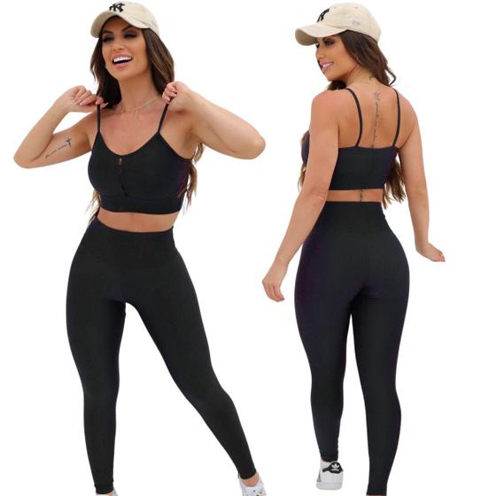 Imagem de Conjunto Fitness Calça Basica Compressão Cores em Poliamida