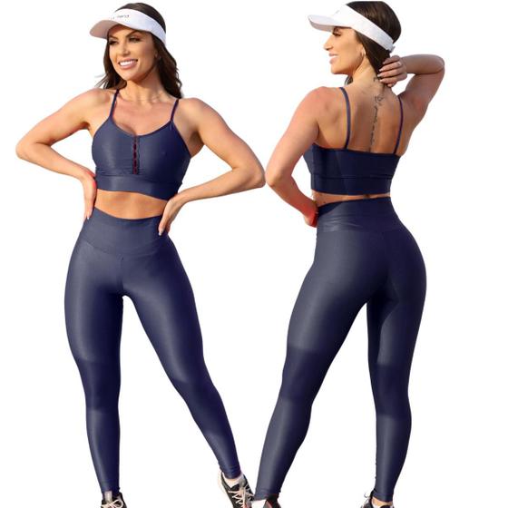 Imagem de Conjunto Fitness Calça Basica Compressão Cores em Poliamida