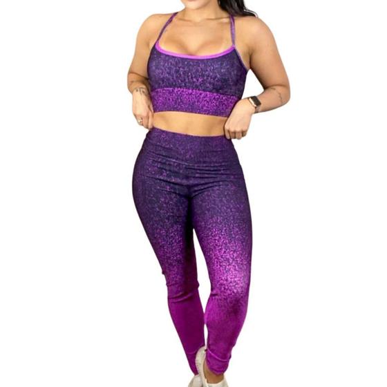 Imagem de Conjunto Fitness Degradê Legging + Top com Bojo