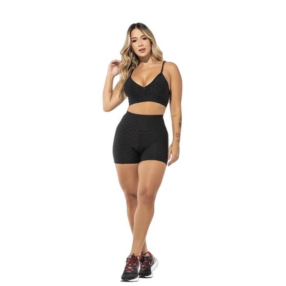 Imagem de Conjunto Fitness Feminino Bubble Preto Academia WarFit