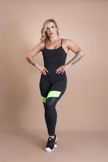 Imagem de Conjunto Fitness Feminino Calça Com Detalhe Cintura Alta E Top Alcinha Liso Academia F7 NEW STYLE