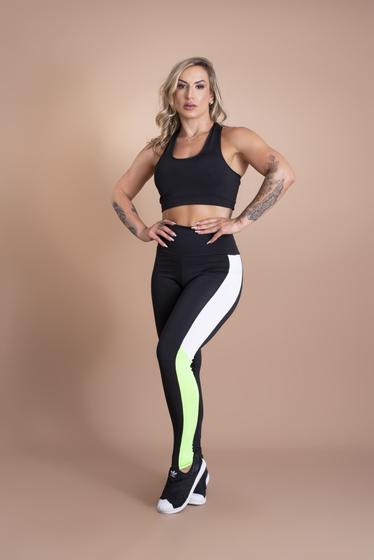 Imagem de Conjunto Fitness Feminino Calça Legging Cintura Alta Detalhe E Top Nadador Básico Moda Academia Treino F7 NEW STYLE