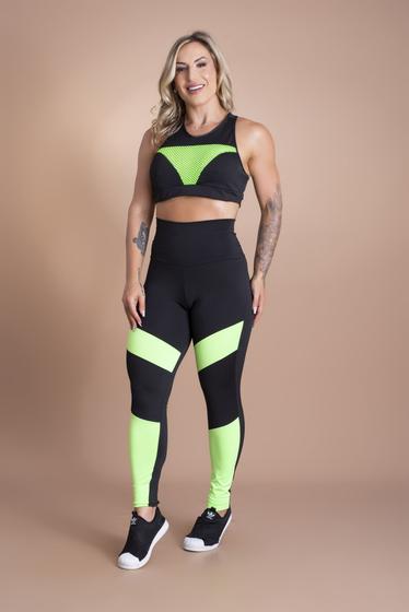 Imagem de Conjunto Fitness Feminino Calça Legging Cintura Alta E Top Tela Moda Treino Academia F7 NEW STYLE