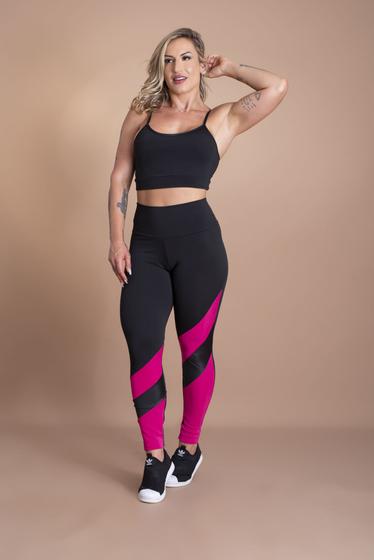 Imagem de Conjunto Fitness Feminino Esportivo Calça Legging Cintura Alta Detalhe Na Perna e Top Cropped Alcinha Moda Academia F7 NEW STYLE