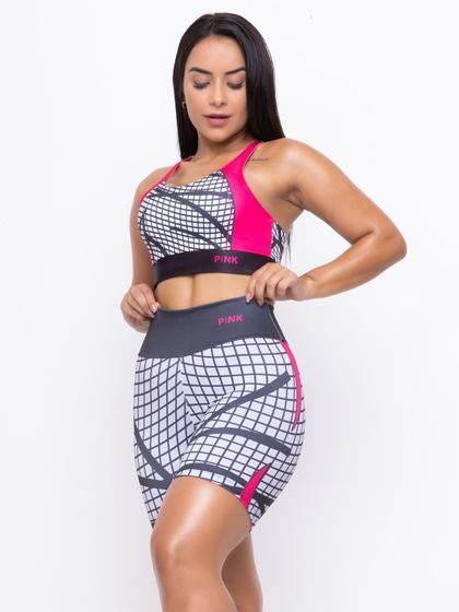 Imagem de Conjunto Fitness Feminino Estampado Top + Short Geofusion Suplex