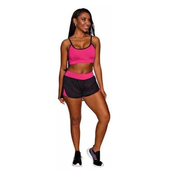 Imagem de Conjunto Fitness Feminino Shorts Duplo + Top Reforçado