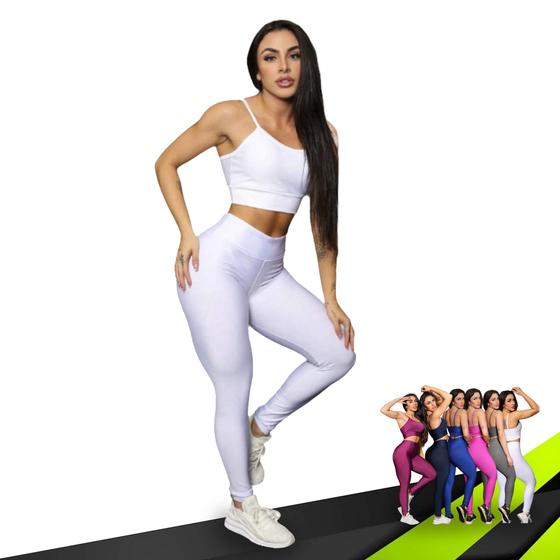 Imagem de CONJUNTO Fitness Feminino TOP ALÇA FINA + Calça LEG BÁSICA Sports Treino Tecido Premium 877