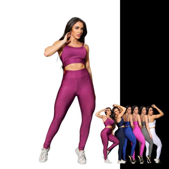 Imagem de CONJUNTO Fitness Feminino TOP ALÇA FINA + Calça LEG BÁSICA Sports Treino Tecido Premium 877