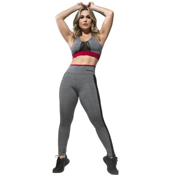 Imagem de Conjunto Fitness Legging E Top Com Detalhe Em Tela Academia